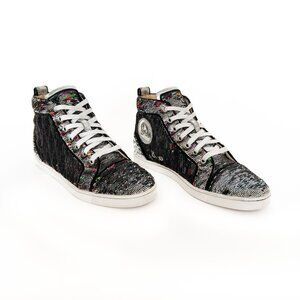 Christian Louboutin Bip Bip High Sneakers EU 37.5 US 7.5 Silver Flip Up Sequin